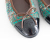 Chanel 23A Paris-Dakar Green Tweed Patent CC Cap Toe Bow Ballet Flats EU 36