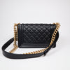 Chanel Black Quilted Lambskin Small Boy Flap Bag with Aged Gold Hardware A67085