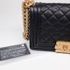 Chanel Black Quilted Lambskin Small Boy Flap Bag with Aged Gold Hardware A67085