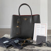 Prada Black/Fiery Red Medium Double Saffiano Cuir Leather Bag 1BG775