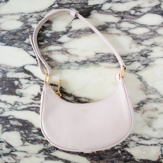 Celine Mini Smooth Calfskin Ava Shoulder Bag in Peony Gold HW w/ Entrupy COA