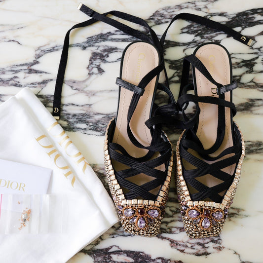 NWOB Christian Dior FW23 Crystal Embellished D-Envol Lace-Up Pump EU 36