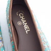Chanel 23A Paris-Dakar Green Tweed Patent CC Cap Toe Bow Ballet Flats EU 36
