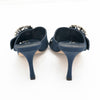 Manolo Blahnik Navy Gable 90 Jewel Buckle Mules EU 36