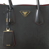 Prada Black/Fiery Red Medium Double Saffiano Cuir Leather Bag 1BG775