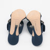 Manolo Blahnik Navy Gable 90 Jewel Buckle Mules EU 36