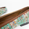 Chanel 23A Paris-Dakar Green Tweed Patent CC Cap Toe Bow Ballet Flats EU 36
