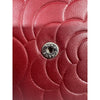 CHANEL Red/Maroon Camellia Embossed Lambskin WOC Silver HW w/ Zeko's COA