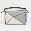 Loewe Mini Puzzle Leather Shoulder Bag White/Ash Grey/Marble Green