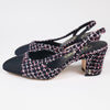 NWOB CHANEL Pink/Black Multicolor Tweed Grosgrain Cap Toe Slingback Pumps EU 36