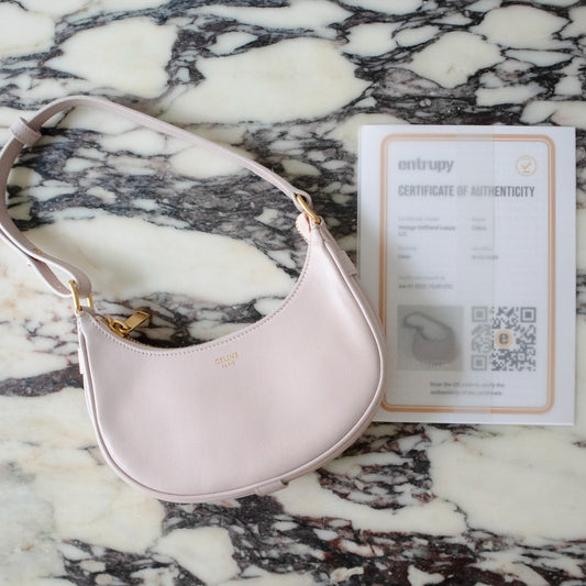 Celine Mini Smooth Calfskin Ava Shoulder Bag in Peony Gold HW w/ Entrupy COA