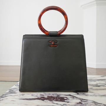 CHANEL Vintage 1997-1999 Tortoiseshell Ring Handle Bag A11291