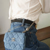 CHANEL Denim Camellia Sweet Heart Clutch with Chain AP3224