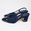 Chanel Navy Sequin Tweed Patent Cap Toe Slingback Pumps Size 36
