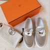 Hermès Game Slip-On Sneaker Size 38 Beige Esquisse Suede with Gold Kelly Buckle
