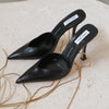Jimmy Choo x Mugler Black Leather Chain Strap Pumps Size 37