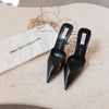 Jimmy Choo x Mugler Black Leather Chain Strap Pumps Size 37