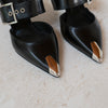 Alexander McQueen Punk Buckle Leather Mules Size 36