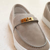 Hermès Game Slip-On Sneaker Size 38 Beige Esquisse Suede with Gold Kelly Buckle