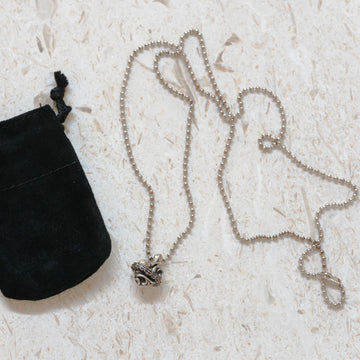 Chrome Hearts Heart Orbit Charm Pendant with Silver Ball Chain Necklace