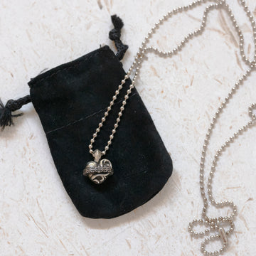 Chrome Hearts Heart Orbit Charm Pendant with Silver Ball Chain Necklace