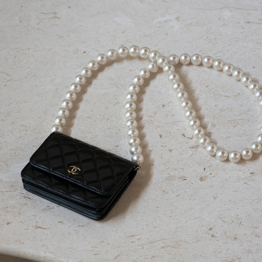CHANEL Maxi Pearls Clutch with Chain Light Gold HW SC-AP1839
