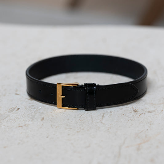 Gucci Black Patent Leather Choker with Gold Buckle
