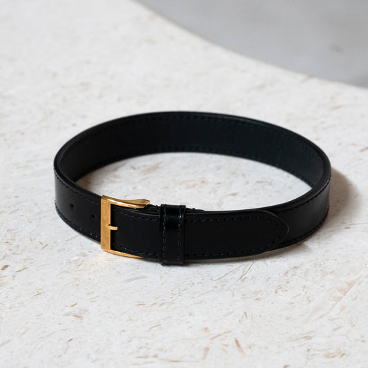 Gucci Black Patent Leather Choker with Gold Buckle