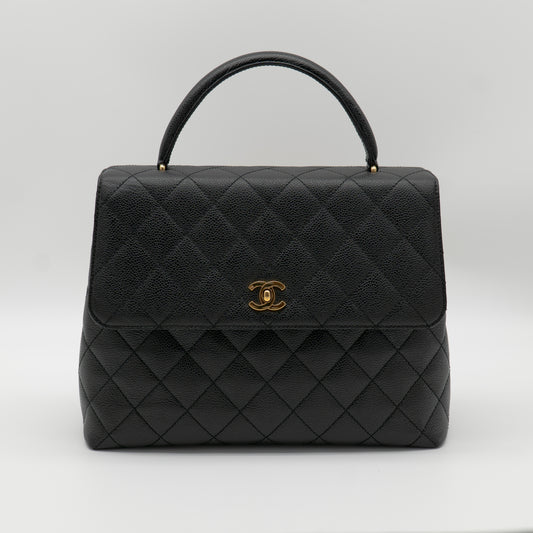 CHANEL Vintage Caviar Jumbo Kelly Flap 24K Gold Hardware A12397