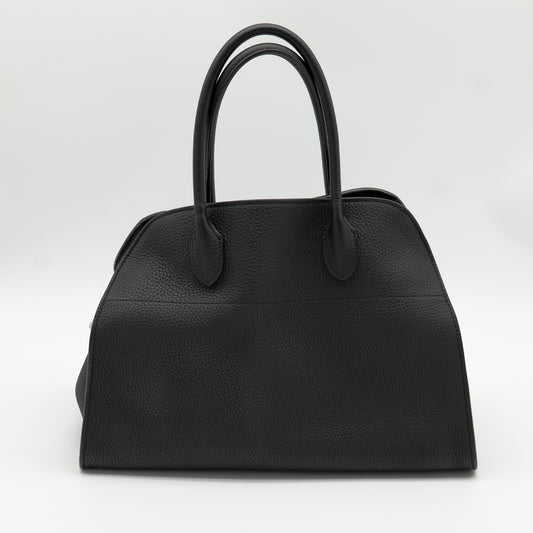 The Row Soft Margaux 12 Black Matte Grained Calfskin PHW