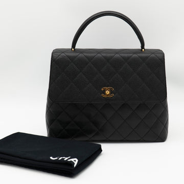 CHANEL Vintage Caviar Jumbo Kelly Flap 24K Gold Hardware A12397