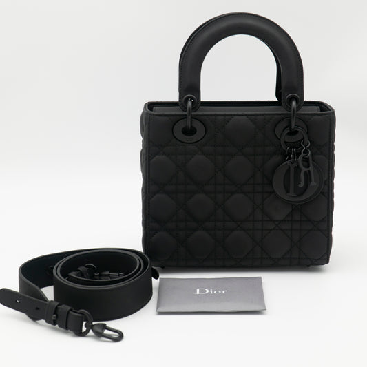 Christian Dior Black Ultramatte Small Lady Dior My ABCDior Bag