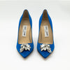 Jimmy Choo Blue Satin Crystal Embellished Manda Pumps Size 36