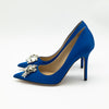 Jimmy Choo Blue Satin Crystal Embellished Manda Pumps Size 36