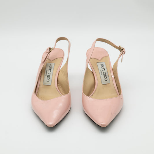 Jimmy Choo Erin 60 Rosewater Patent Slingback Pumps Size 36