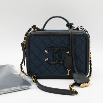 CHANEL Medium Filigree Vanity Case Navy/Black