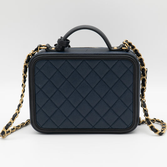 CHANEL Medium Filigree Vanity Case Navy/Black