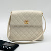 CHANEL Vintage Ivory Quilted Caviar CC Turn Lock Flap Bag 24K GHW