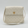 CHANEL Vintage Ivory Quilted Caviar CC Turn Lock Flap Bag 24K GHW