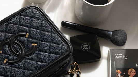 CHANEL Medium Filigree Vanity Case Navy/Black A93343