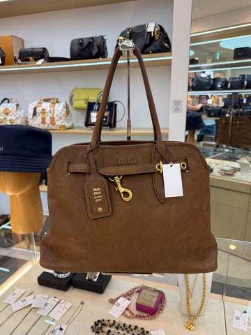 FOR SELFLOVEBYGRACE - Miu Miu Nappa Aviator Medium Aventure Bag Rovere