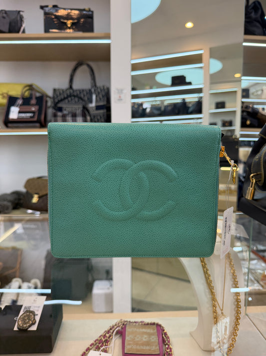 FOR KAITY - CHANEL Sevruga Leather Zip-Around Jewelry Case + Hermès Bearn Long Wallet Ostrich Leather Brown
