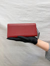 CHANEL 2012 CC Red Camellia Embossed Lambskin Trifold Long Wallet