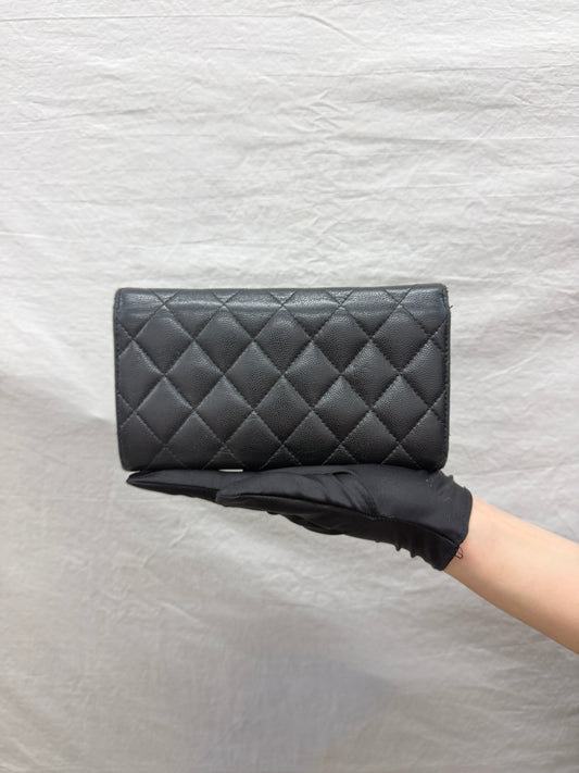 CHANEL Black Caviar Reissue 2.55 Quilted Long Flap Wallet