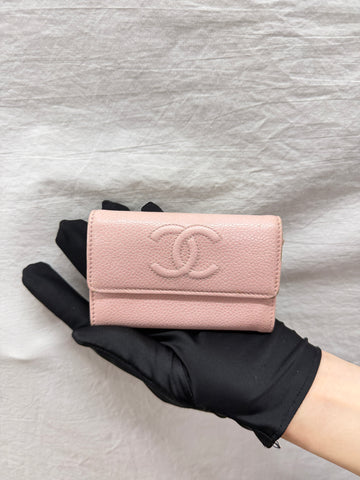 CHANEL Vintage Pink Caviar Timeless CC Key Holder