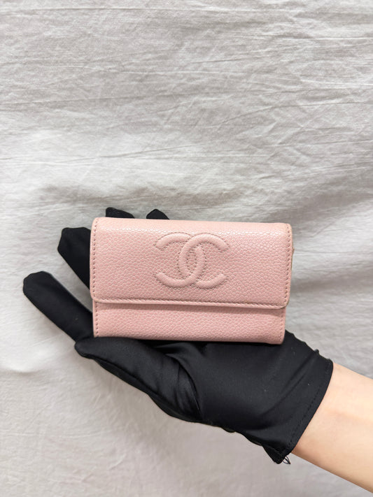 CHANEL Vintage Pink Caviar Timeless CC Key Holder
