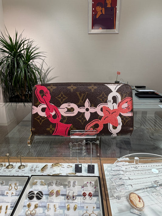 Louis Vuitton Limited Edition Pink Chain Zippy Wallet