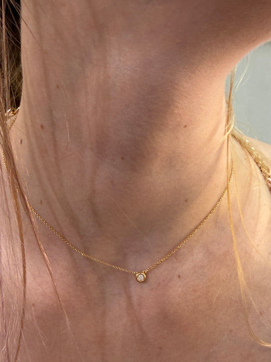 Tiffany & Co. 18K Yellow Gold Necklace with Diamond Pendant