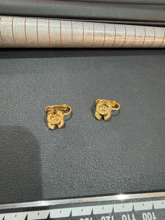 CHANEL Crystal Embellished CC Clip-On Earrings