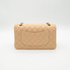 NEW CHANEL Medium Classic Flap Beige Clair Lambskin Quilted Gold Hardware Full Set
